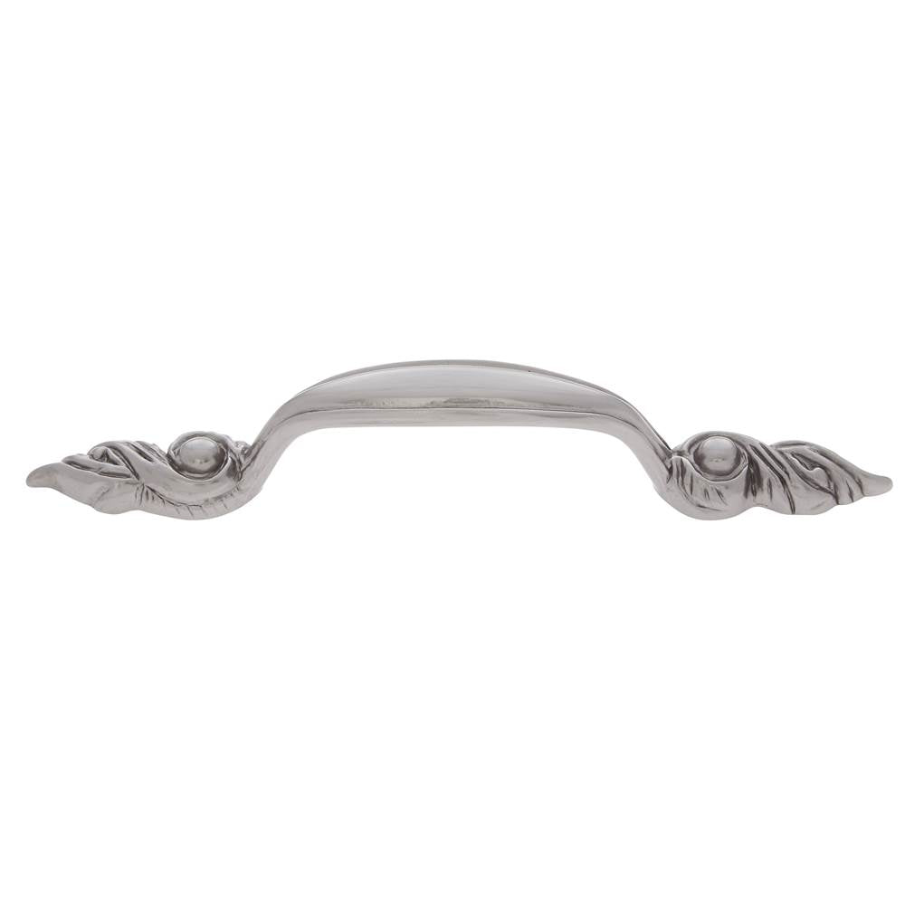 JVJ Hardware - Vintage Collection Satin Nickel Finish 96 mm c/c (6-1/4'' OA) Leaf Pull, Composition Zamac - Satin Nickel