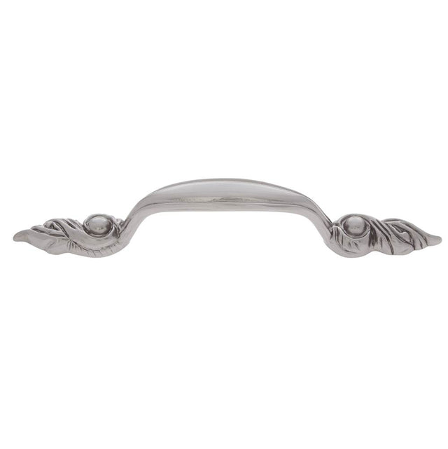 JVJ Hardware - Vintage Collection Satin Nickel Finish 96 mm c/c (6-1/4'' OA) Leaf Pull, Composition Zamac - Satin Nickel