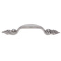 JVJ Hardware - Vintage Collection Satin Nickel Finish 96 mm c/c (6-1/4'' OA) Leaf Pull, Composition Zamac - Satin Nickel