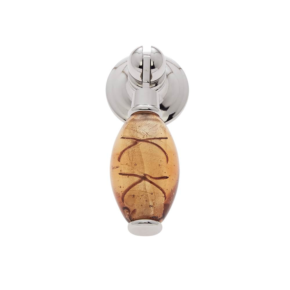 JVJ Hardware - Murano Collection Polished Nickel Finish 30 mm Gold w/Black Stripes Pendant Drop Pull, Composition Glass and Solid Brass - Polished Nickel