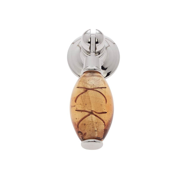 JVJ Hardware - Murano Collection Polished Nickel Finish 30 mm Gold w/Black Stripes Pendant Drop Pull, Composition Glass and Solid Brass - Polished Nickel