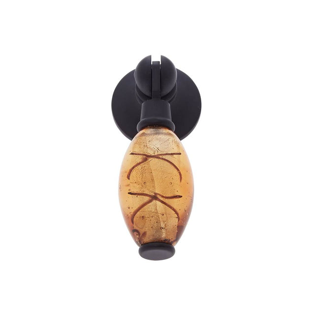 JVJ Hardware - Murano Collection Oil Rubbed Bronze Finish 30 mm Gold w/Black Stripes Pendant Drop Pull, Composition Glass and Solid Brass - Oil Rubbed Bronze