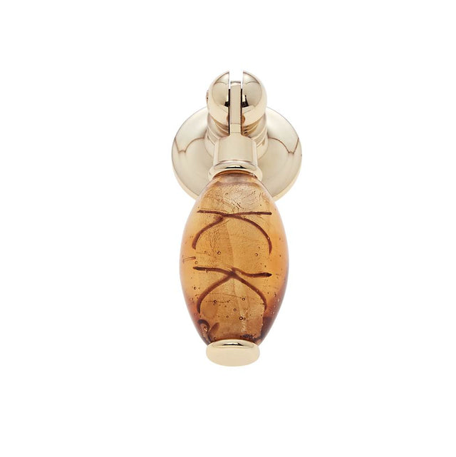 JVJ Hardware - Murano Collection 24K Gold Finish 30 mm Gold w/Black Stripes Pendant Drop Pull, Composition Glass and Solid Brass - 24k Gold