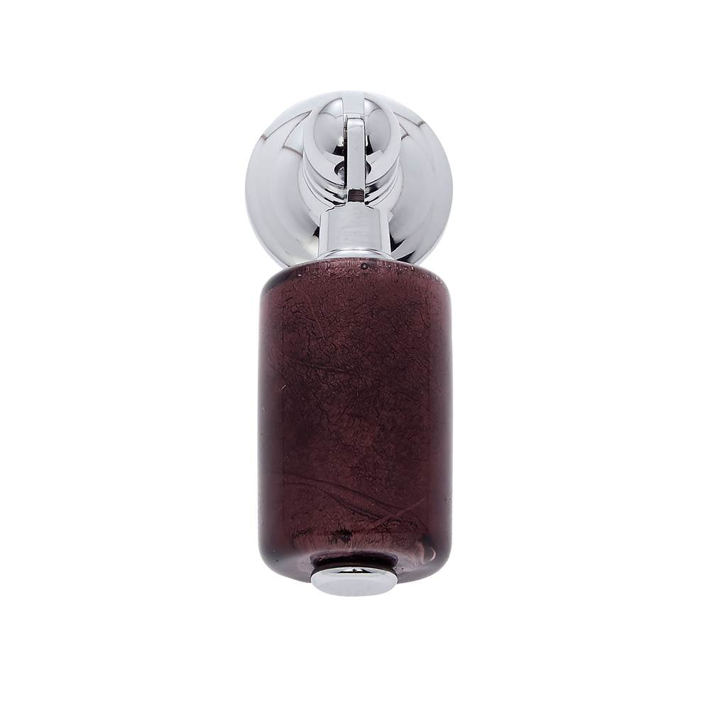 JVJ Hardware - Murano Collection Polished Chrome Finish 30 mm Purple Pendant Drop Pull, Composition Glass and Solid Brass - Polished Chrome