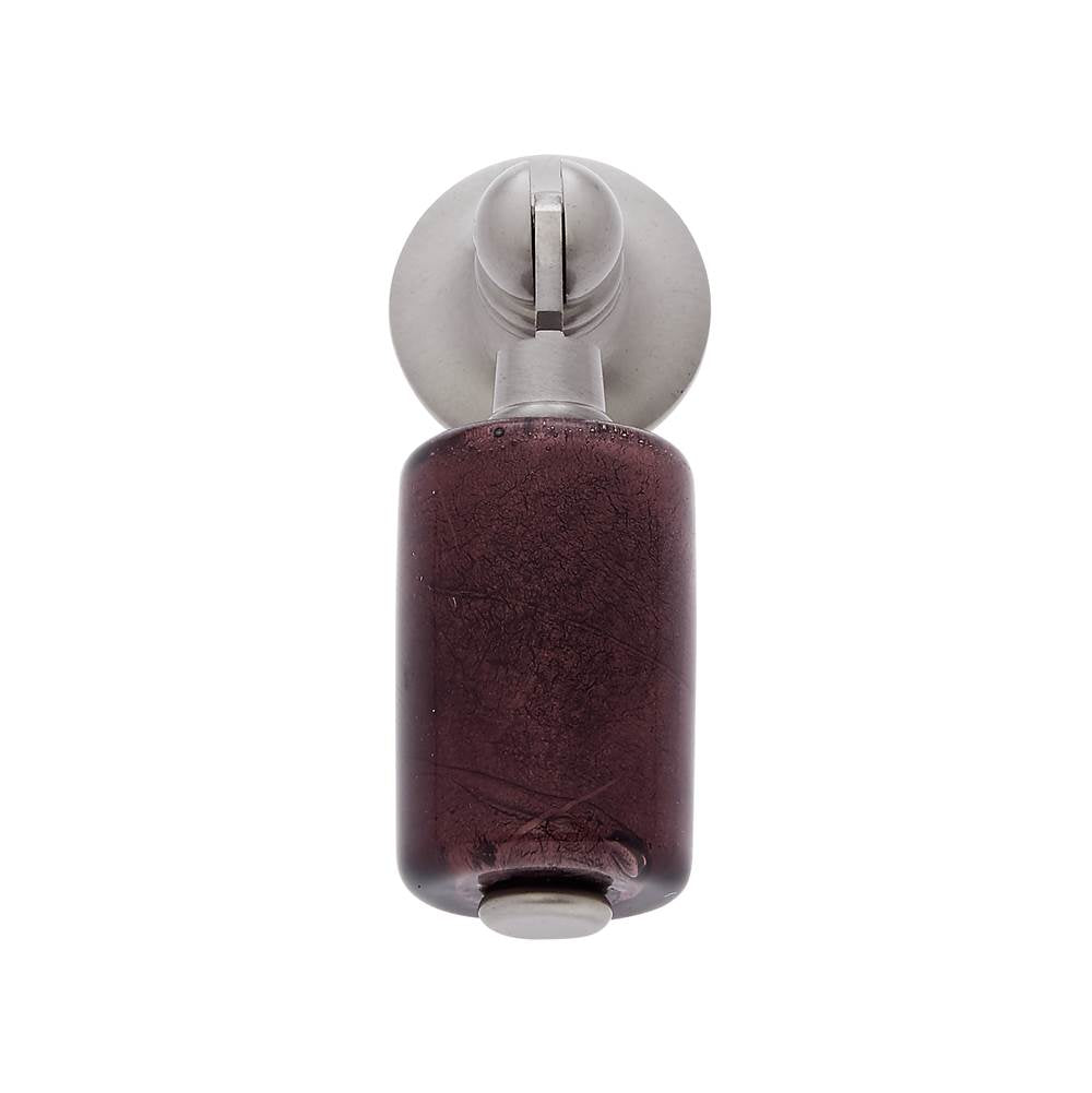 JVJ Hardware - Murano Collection Satin Nickel Finish 30 mm Purple Pendant Drop Pull, Composition Glass and Solid Brass - Satin Nickel