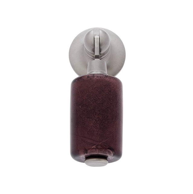 JVJ Hardware - Murano Collection Satin Nickel Finish 30 mm Purple Pendant Drop Pull, Composition Glass and Solid Brass - Satin Nickel