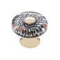 JVJ Hardware - Murano Collection 24K Gold Plated Finish 35 mm Clear w/Black Lines and Copper Flat Round Glass Knob, Composition Glass and Solid Brass - 24k Gold