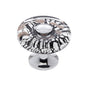 JVJ Hardware - Murano Collection Polished Chrome Finish 35 mm Clear w/Black Lines and Copper Flat Round Glass Knob, Composition Glass and Solid Brass - Polished Chrome