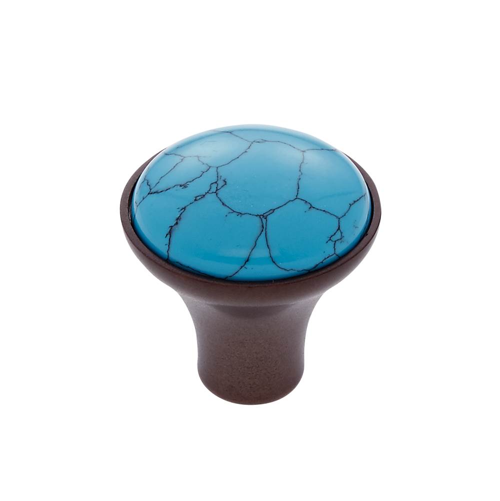 JVJ Hardware - Murano Collection Old World Bronze Finish 30 mm Turquoise Knob, Composition Turquoise and Solid Brass - Old World Bronze