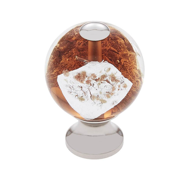 JVJ Hardware - Murano Collection Polished Nickel Finish 30 mm Orange w/Gold and Silver Round Glass Knob, Composition Glass and Solid Brass - Polished Nickel