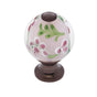 JVJ Hardware - Murano Collection Old World Bronze Finish 30 mm Clear w/Purple Flowers Round Glass Knob, Composition Glass and Solid Brass - Old World Bronze