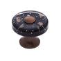 JVJ Hardware - Murano Collection Old World Bronze Finish 35 mm Black w/Copper Flecks Flat Round Glass Knob, Composition Glass and Solid Brass - Old World Bronze
