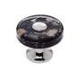 JVJ Hardware - Murano Collection Polished Nickel Finish 35 mm Black w/Copper Flecks Flat Round Glass Knob, Composition Glass and Solid Brass - Polished Nickel