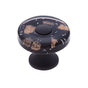 JVJ Hardware - Murano Collection Oil Rubbed Bronze Finish 35 mm Black w/Copper Flecks Flat Round Glass Knob, Composition Glass and Solid Brass - Oil Rubbed Bronze