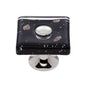 JVJ Hardware - Murano Collection Polished Nickel Finish 35 mm Black w/Copper Flecks Flat Square Glass Knob, Composition Glass and Solid Brass - Polished Nickel