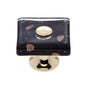 JVJ Hardware - Murano Collection 24K Gold Plated Finish 35 mm Black w/Copper Flecks Flat Square Glass Knob, Composition Glass and Solid Brass - 24k Gold