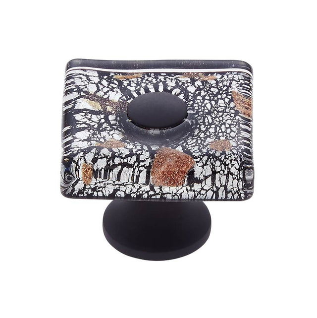JVJ Hardware - Murano Collection Oil Rubbed Bronze Finish 35 mm Clear w/Black Lines and Copper Flat Square Glass Knob, Composition Glass and Solid Brass - Oil Rubbed Bronze