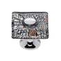 JVJ Hardware - Murano Collection Polished Chrome Finish 35 mm Clear w/Black Lines and Copper Flat Square Glass Knob, Composition Glass and Solid Brass - Polished Chrome