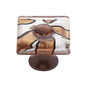 JVJ Hardware - Murano Collection Old World Bronze Finish 35 mm Silver and Gold Flat Square Glass Knob, Composition Glass and Solid Brass - Old World Bronze
