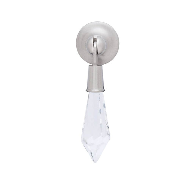 JVJ Hardware - Pure Elegance Collection Satin Nickel Finish 31 percent Leaded Crystal Tapered 2-3/4'' Baguette Pendant Pull - Satin Nickel