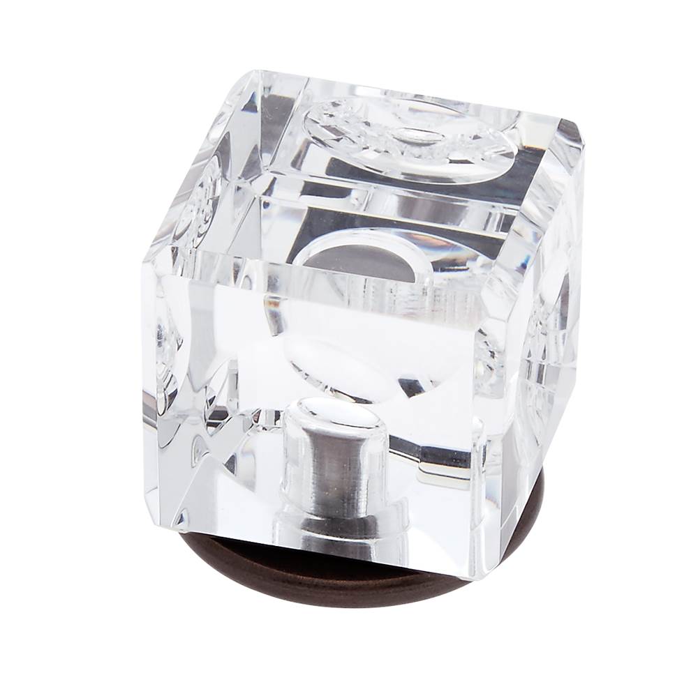 JVJ Hardware - Pure Elegance Collection Old World Bronze Finish 31 percent Leaded 30 mm Crystal Square Knob, Composition Leaded Crystal and Solid Brass - Old World Bronze