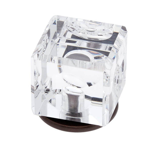JVJ Hardware - Pure Elegance Collection Old World Bronze Finish 31 percent Leaded 30 mm Crystal Square Knob, Composition Leaded Crystal and Solid Brass - Old World Bronze