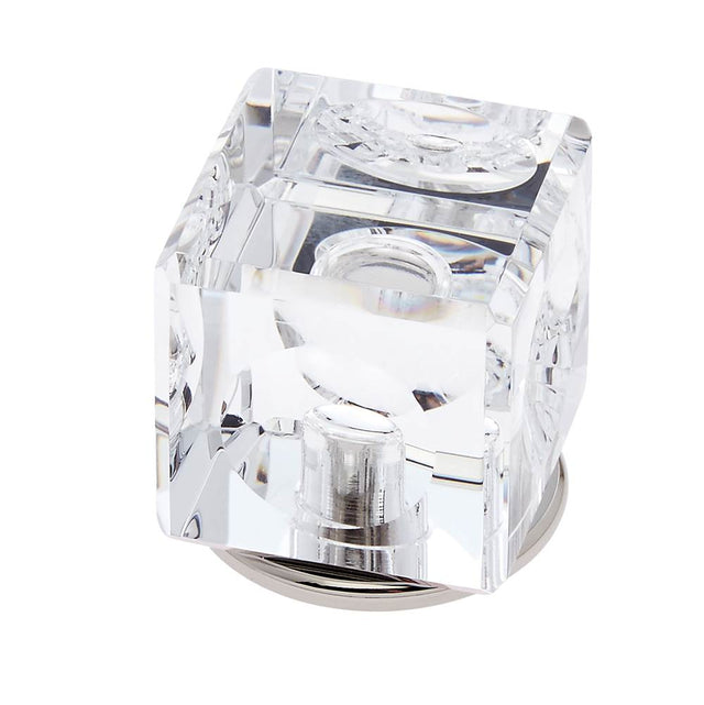 JVJ Hardware - Pure Elegance Collection Polished Nickel Finish 31 percent Leaded 30 mm Crystal Square Knob, Composition Leaded Crystal and Solid Brass - Polished Nickel
