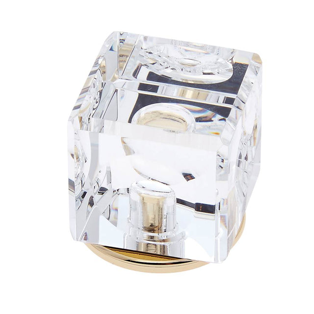 JVJ Hardware - Pure Elegance Collection 24K Gold Plated Finish 31 percent Leaded 30 mm Crystal Square Knob, Composition Leaded Crystal and Solid Brass - 24k Gold