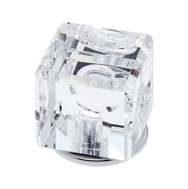 JVJ Hardware - Pure Elegance Collection Polished Chrome Finish 31 percent Leaded 30 mm Crystal Square Knob, Composition Leaded Crystal and Solid Brass - Polished Chrome