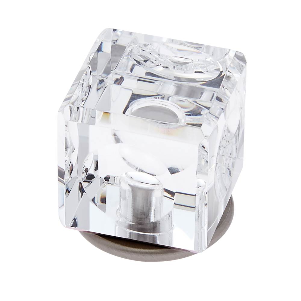 JVJ Hardware - Pure Elegance Collection Satin Nickel Finish 31 percent Leaded 30 mm Crystal Square Knob, Composition Leaded Crystal and Solid Brass - Satin Nickel