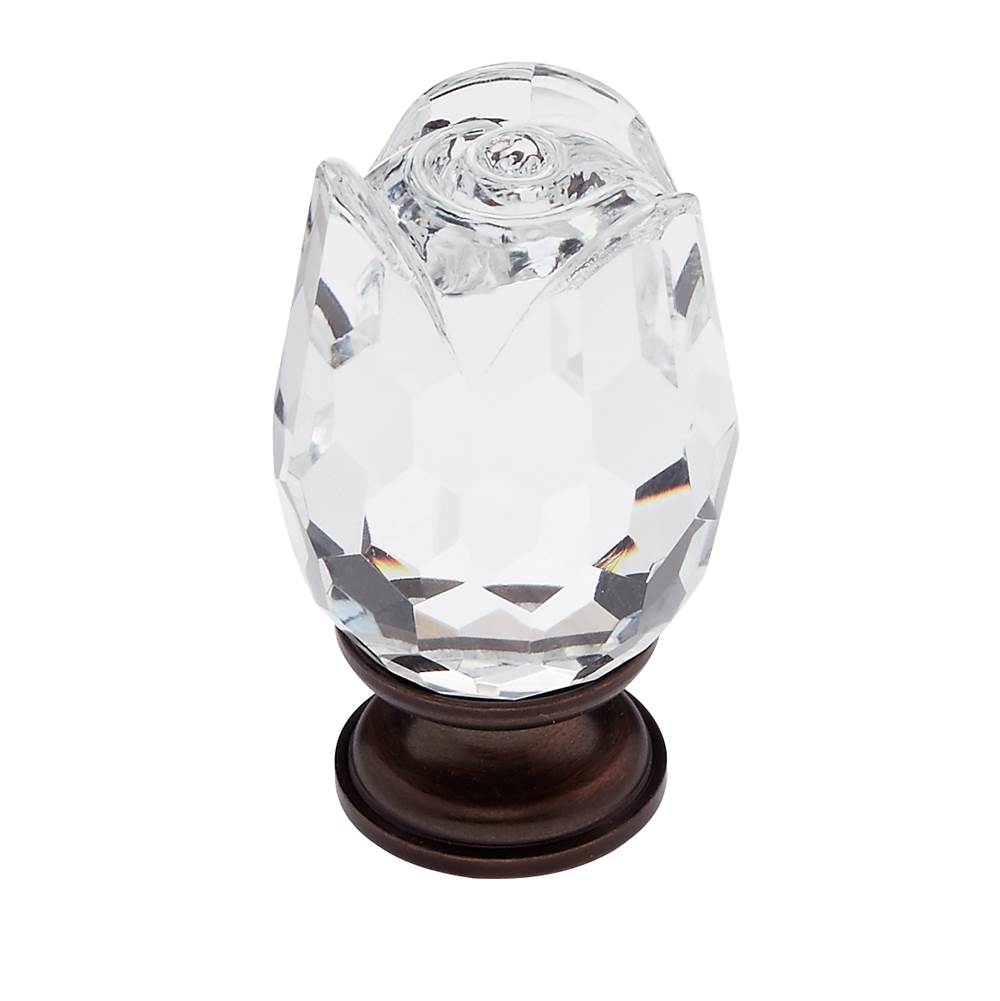JVJ Hardware - Pure Elegance Collection Old World Bronze Finish 31 percent Leaded Crystal 30 mm Rose Knob, Composition Leaded Crystal and Solid Brass - Old World Bronze