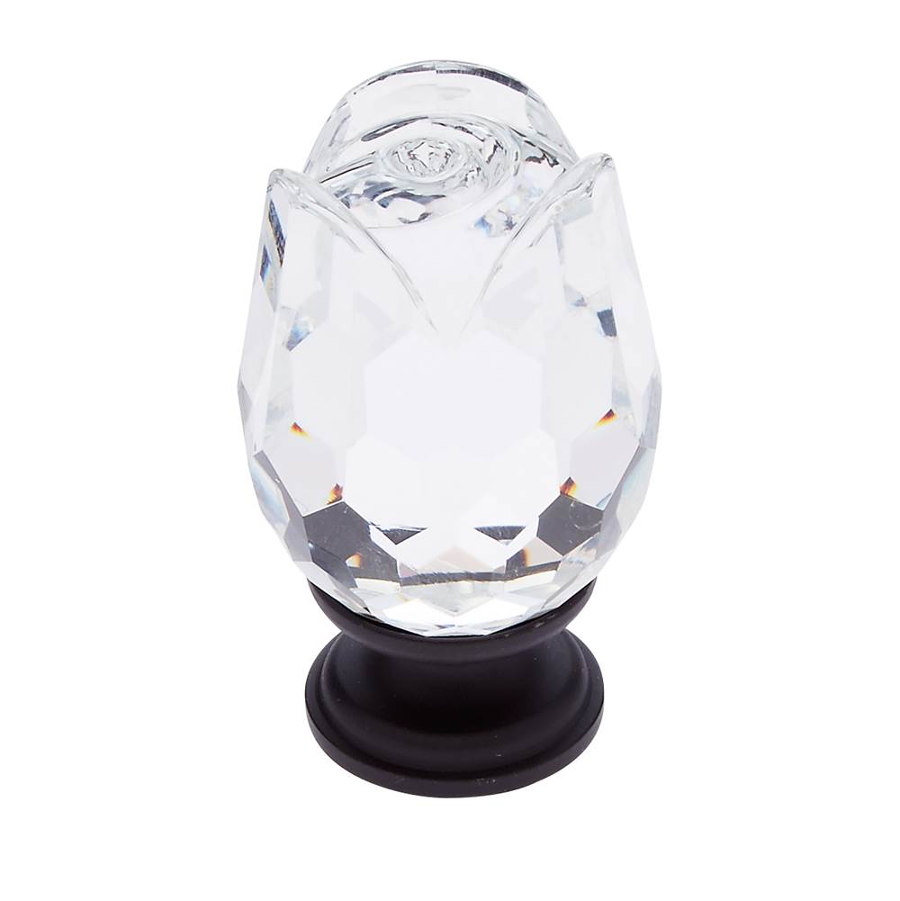 JVJ Hardware - Pure Elegance Collection Oil Rubbed Bronze Finish 31 percent Leaded Crystal 30 mm Rose Knob, Composition Leaded Crystal and Solid Brass - Oil Rubbed Bronze