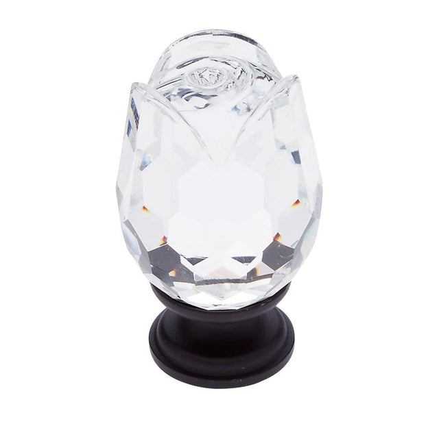 JVJ Hardware - Pure Elegance Collection Oil Rubbed Bronze Finish 31 percent Leaded Crystal 30 mm Rose Knob, Composition Leaded Crystal and Solid Brass - Oil Rubbed Bronze