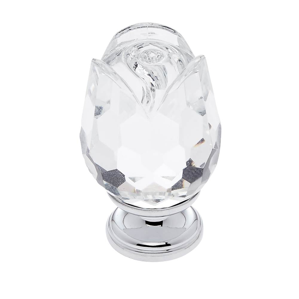 JVJ Hardware - Pure Elegance Collection Polished Chrome Finish 31 percent Leaded Crystal 30 mm Rose Knob, Composition Leaded Crystal and Solid Brass - Polished Chrome