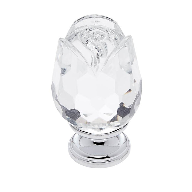 JVJ Hardware - Pure Elegance Collection Polished Chrome Finish 31 percent Leaded Crystal 30 mm Rose Knob, Composition Leaded Crystal and Solid Brass - Polished Chrome