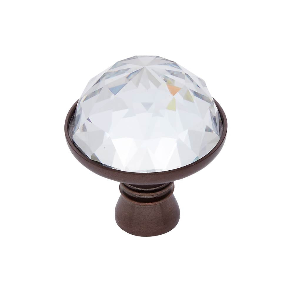 JVJ Hardware - Pure Elegance Collection Old World Bronze Finish 31 percent Leaded Crystal 30 mm Half-European Cut Knob, Composition Leaded Crystal and Solid Brass - Old World Bronze