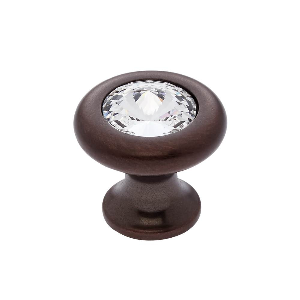 JVJ Hardware - Pure Elegance Collection Old World Bronze Finish 31 percent Leaded Crystal 30 mm Halfiamond Cut Knob, Composition Leaded Crystal and Solid Brass - Old World Bronze