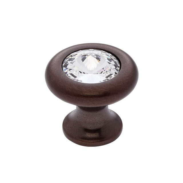 JVJ Hardware - Pure Elegance Collection Old World Bronze Finish 31 percent Leaded Crystal 30 mm Halfiamond Cut Knob, Composition Leaded Crystal and Solid Brass - Old World Bronze