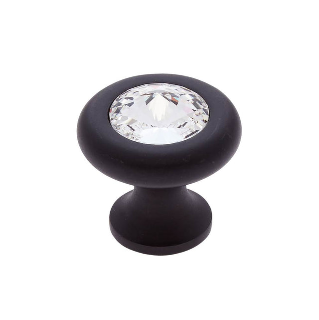 JVJ Hardware - Pure Elegance Collection Oil Rubbed Bronze Finish 31 percent Leaded Crystal 30 mm Halfiamond Cut Knob, Composition Leaded Crystal and Solid Brass - Oil Rubbed Bronze