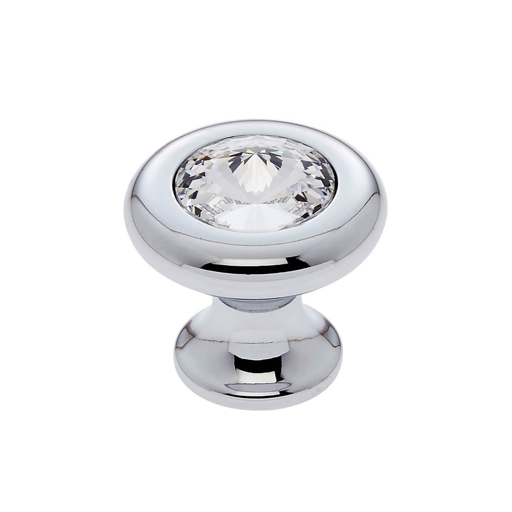 JVJ Hardware - Pure Elegance Collection Polished Chrome Finish 31 percent Leaded Crystal 30 mm Halfiamond Cut Knob, Composition Leaded Crystal and Solid Brass - Polished Chrome