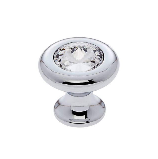 JVJ Hardware - Pure Elegance Collection Polished Chrome Finish 31 percent Leaded Crystal 30 mm Halfiamond Cut Knob, Composition Leaded Crystal and Solid Brass - Polished Chrome