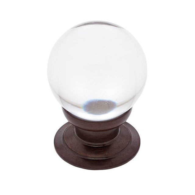 JVJ Hardware - Pure Elegance Collection Old World Bronze Finish 31 percent Leaded Crystal 30 mm Smooth Round Knob,  Composition Leaded Crystal and Solid Brass - Old World Bronze