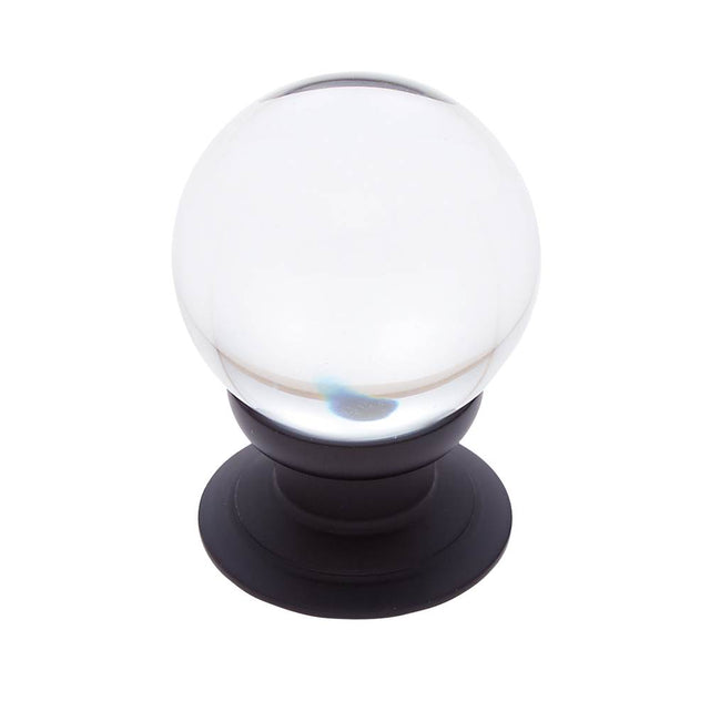 JVJ Hardware - Pure Elegance Collection Oil Rubbed Bronze Finish 31 percent Leaded Crystal 30 mm Smooth Round Cut Knob, Composition Leaded Crystal and Solid Brass - Oil Rubbed Bronze