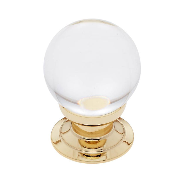 JVJ Hardware - Pure Elegance Collection 24K Gold Plated Finish 31 percent Leaded Crystal 30 mm Smooth Round Knob, Composition Leaded Crystal and Solid Brass - 24k Gold
