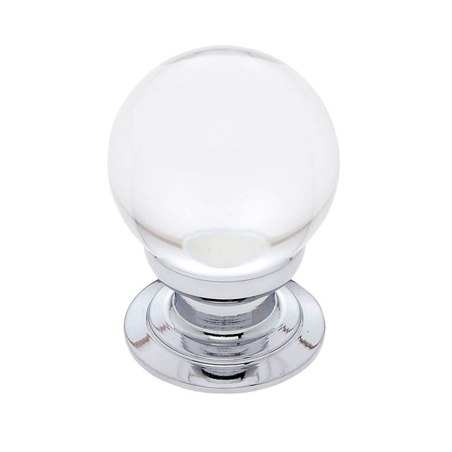 JVJ Hardware - Pure Elegance Collection Polished Chrome Finish 31 percent Leaded Crystal 30 mm Smooth Round Knob, Composition  Leaded Crystal and Solid Brass - Polished Chrome