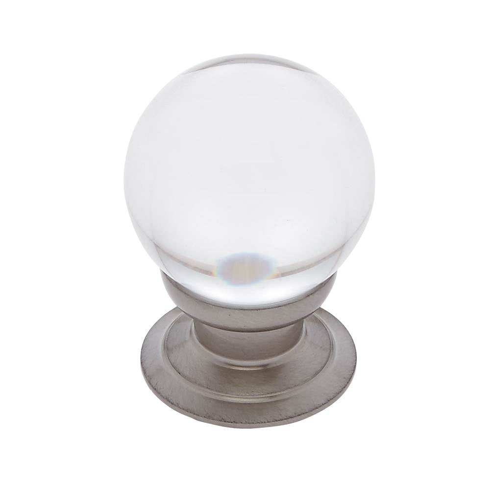 JVJ Hardware - Pure Elegance Collection Satin Nickel Finish 31 percent Leaded Crystal 30 mm Smooth Round Knob, Composition Leaded Crystal and Solid Brass - Satin Nickel