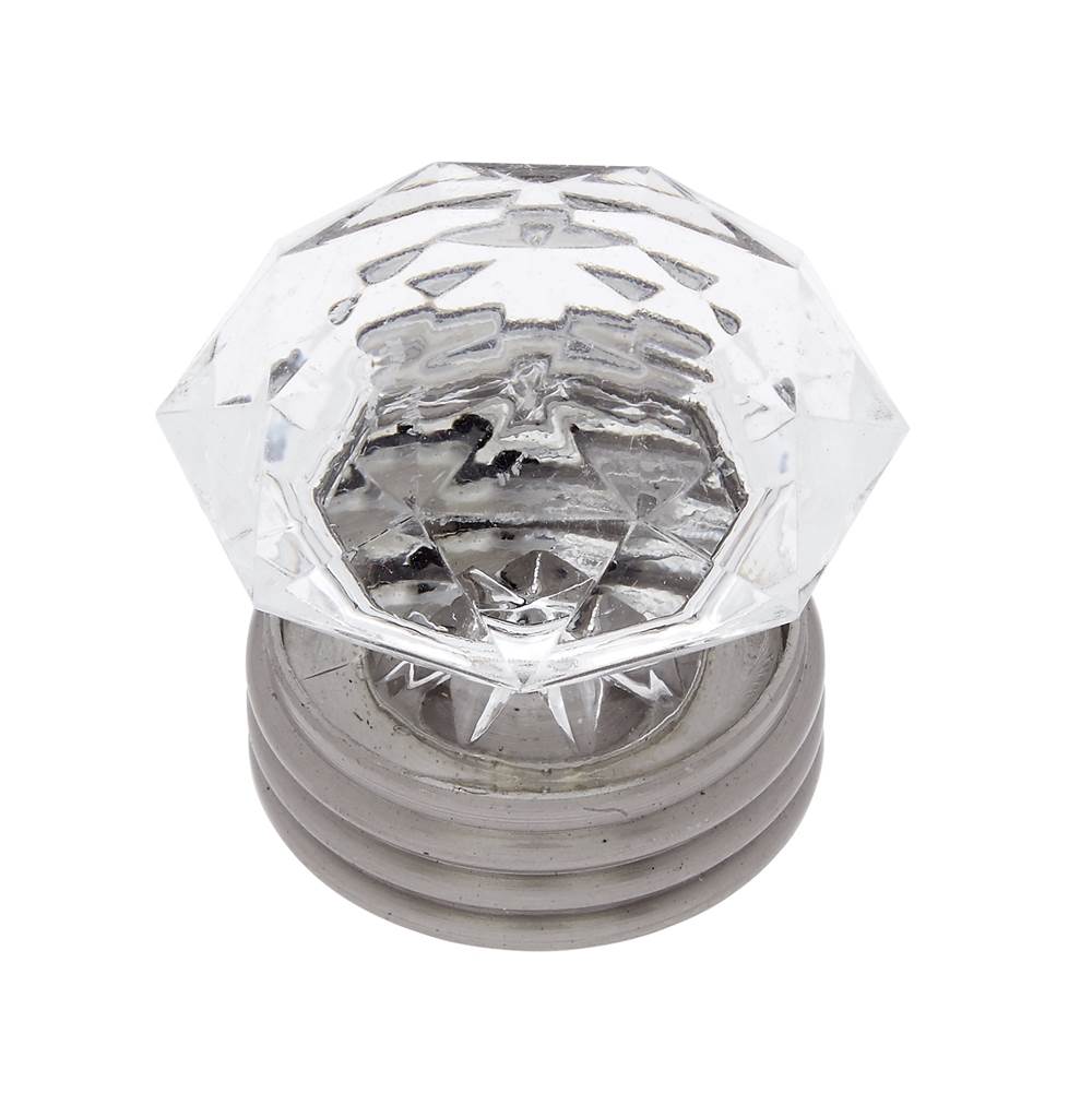 JVJ Hardware - 1-1/2'' Acrylic ''Crystal'' Knob - Satin Nickel