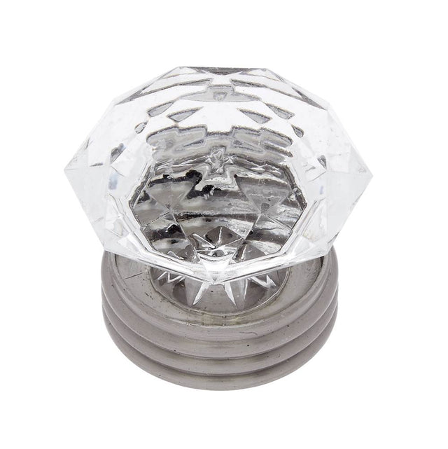 JVJ Hardware - 1-1/2'' Acrylic ''Crystal'' Knob - Satin Nickel