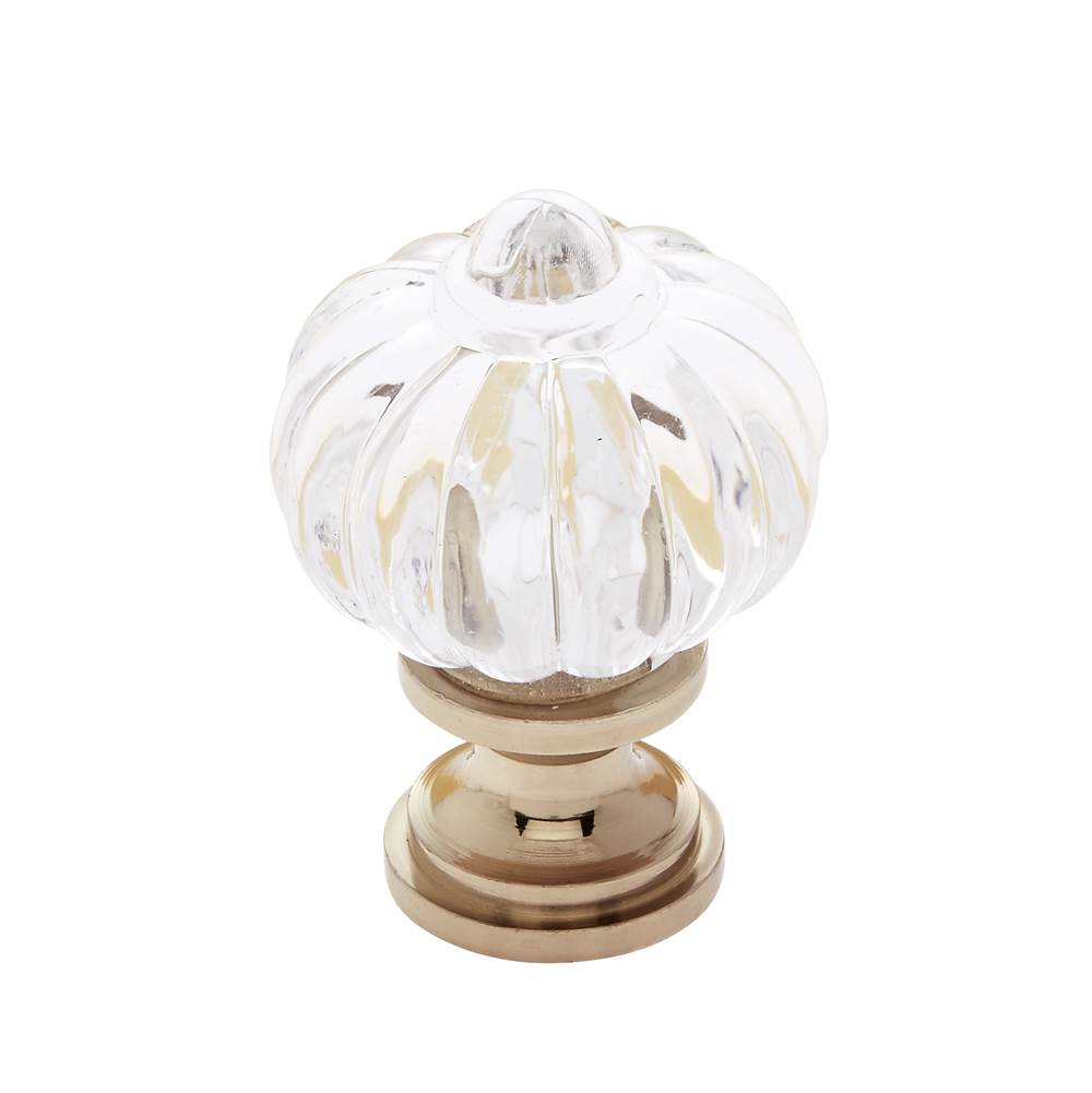 JVJ Hardware - Classic Collection Solid Brass Finish Acrylic ''Crystal'' 1'' Knob, Composition Solid Brass/Acrylic - Polished Brass