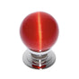JVJ Hardware - Cat''s Eye Collection Polished Nickel Finish Cat''s Eye Glass Red 30 mm Smooth Knob, Composition Glass and Solid Brass - Polished Nickel